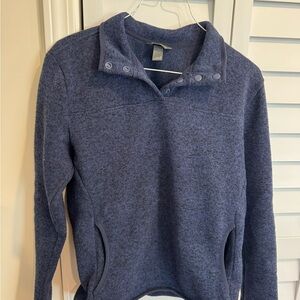 Eddie Bauer Dark Navy Snap-Shoulder Crew Pullover